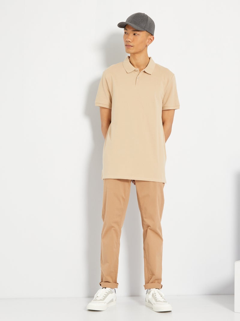 Polo en piqué de coton BEIGE - Kiabi