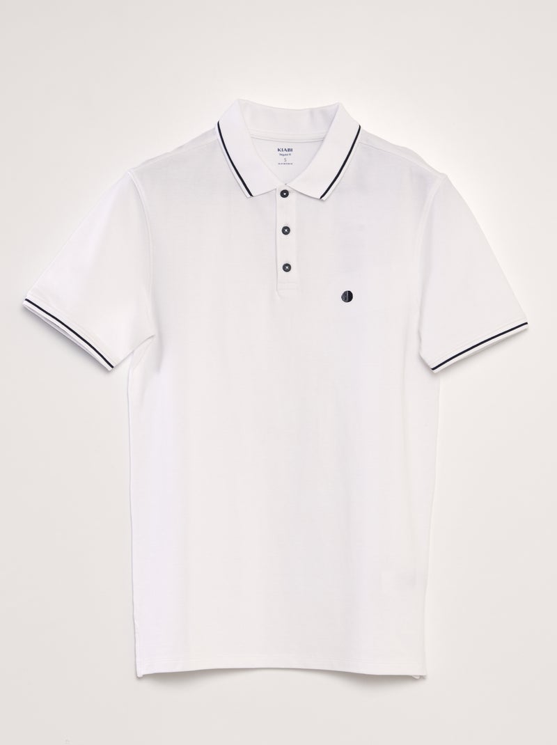 Polo en piqué de coton blanc - Kiabi