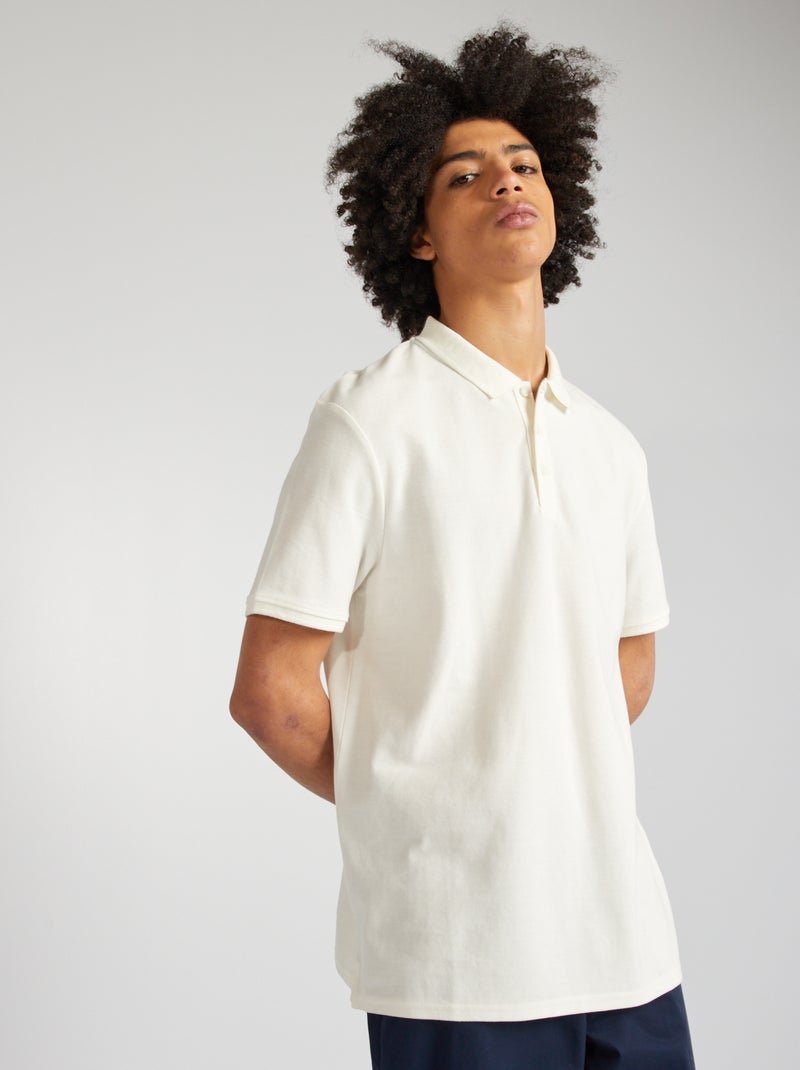 Polo en piqué de coton Blanc cassé - Kiabi