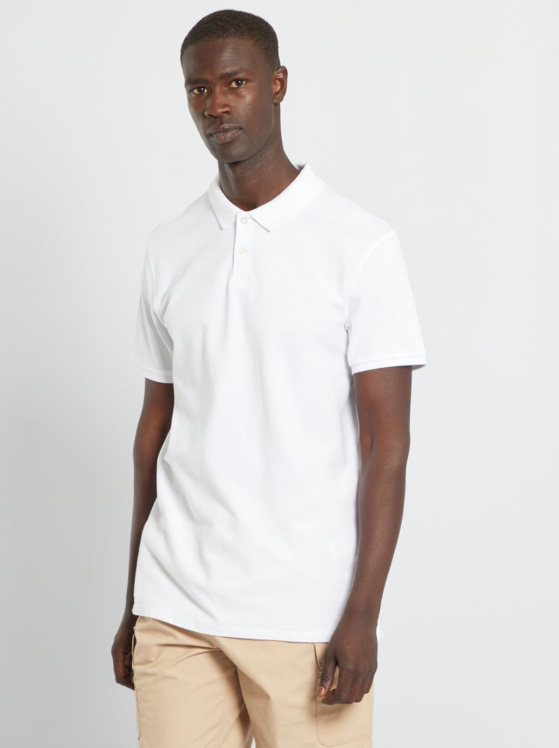 Polo en piqué de coton blanc - Kiabi