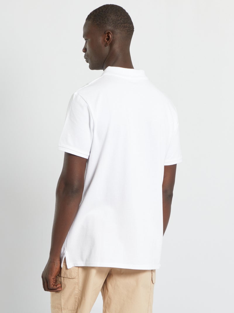 Polo en piqué de coton blanc - Kiabi
