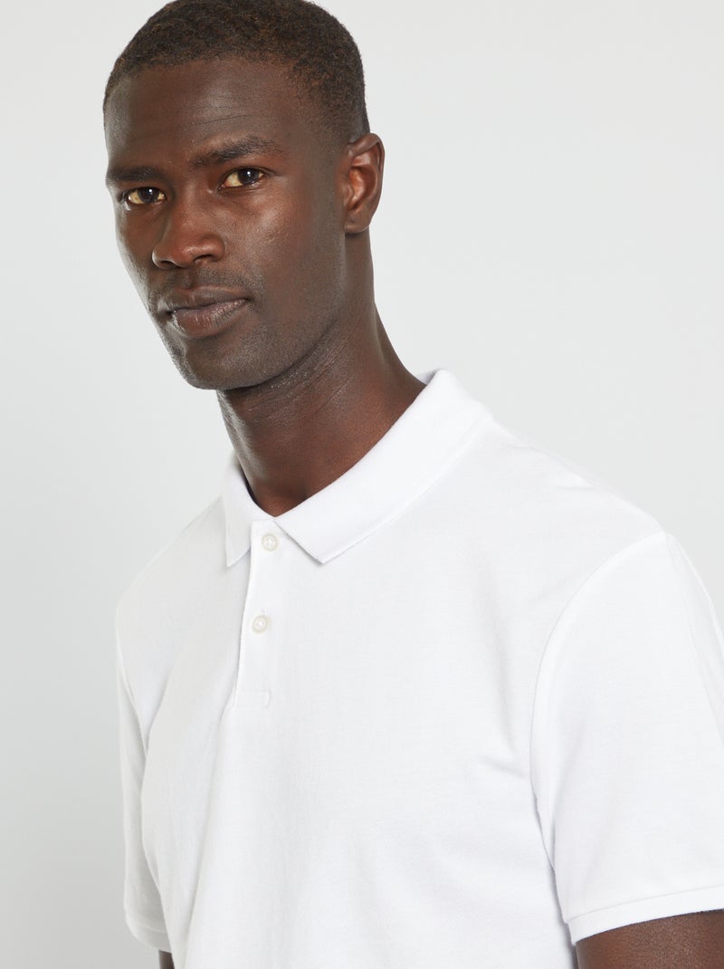 Polo en piqué de coton blanc - Kiabi