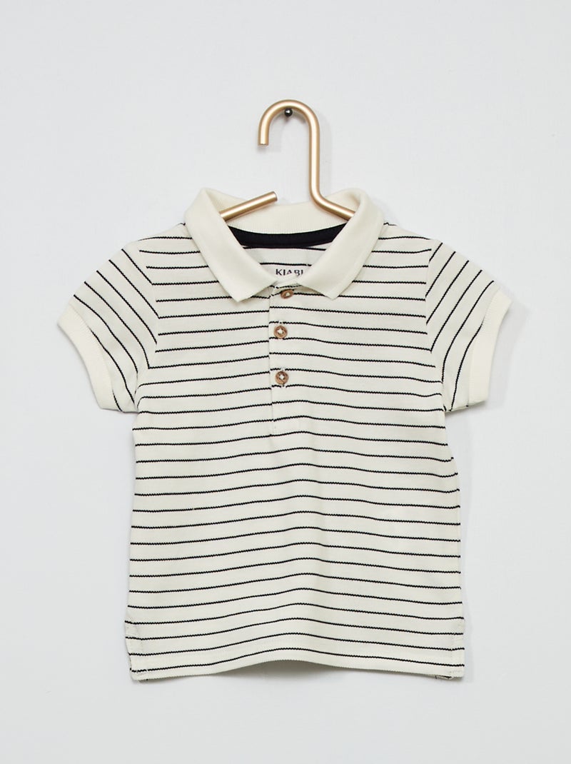 Polo en piqué de coton blanc - Kiabi