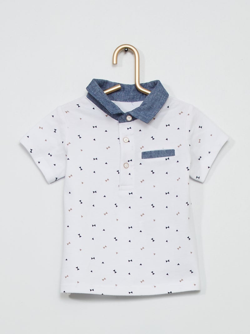 Polo en piqué de coton blanc - Kiabi