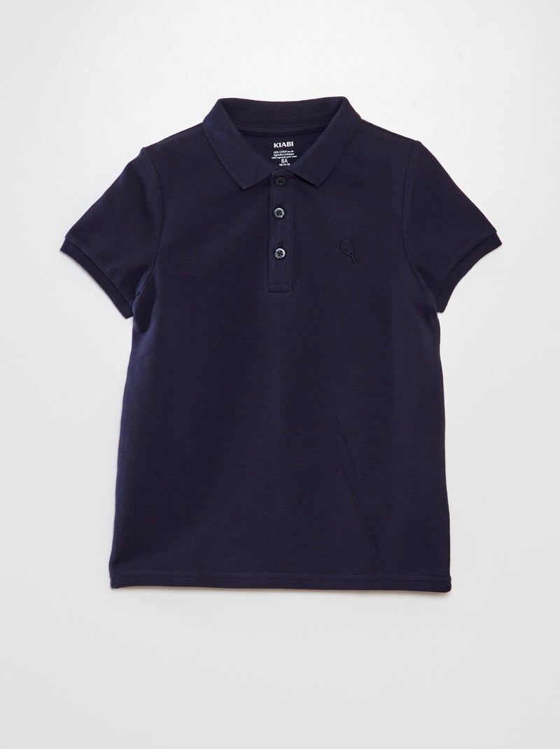 Polo en piqué de coton BLEU - Kiabi