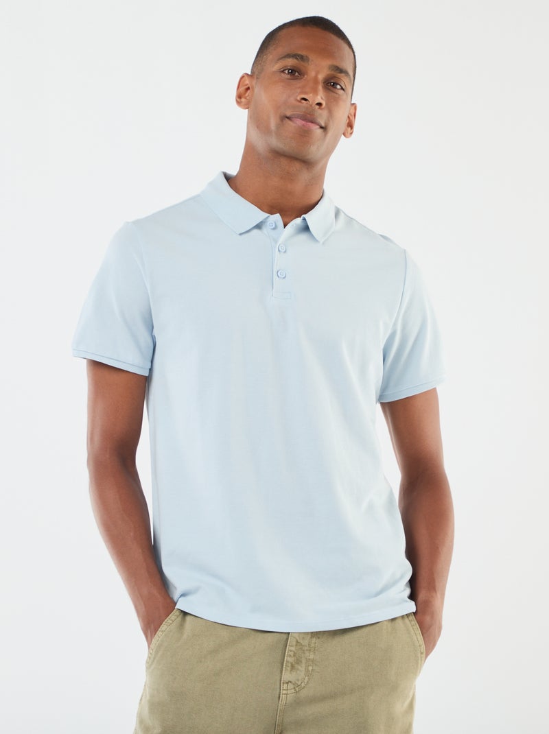 Polo en piqué de coton Bleu - Kiabi