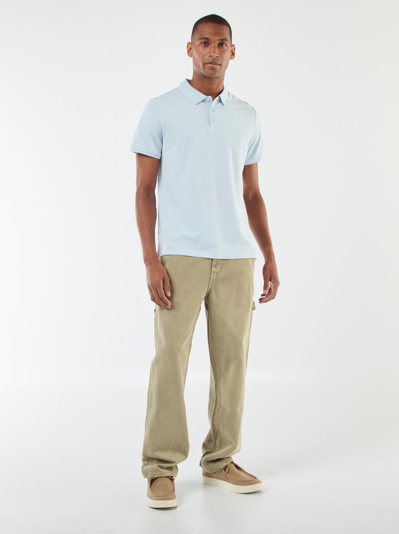 Polo en piqué de coton Bleu - Kiabi