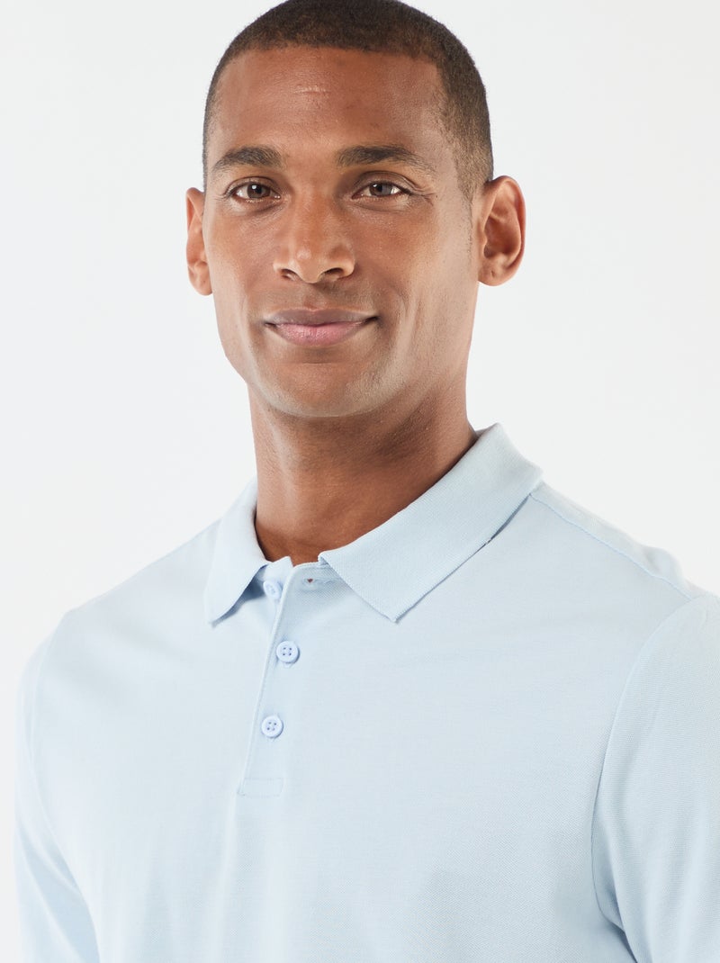 Polo en piqué de coton Bleu - Kiabi