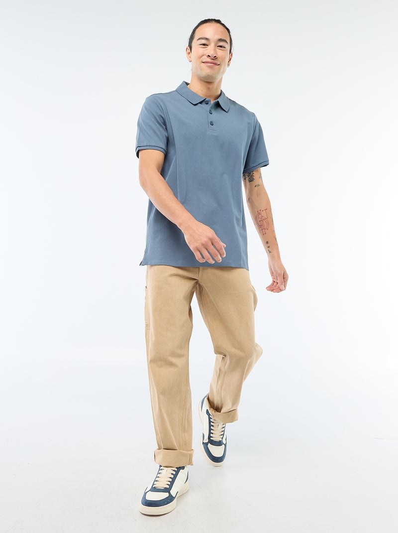 Polo en piqué de coton Bleu - Kiabi