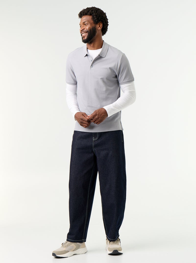 Polo en piqué de coton Bleu - Kiabi