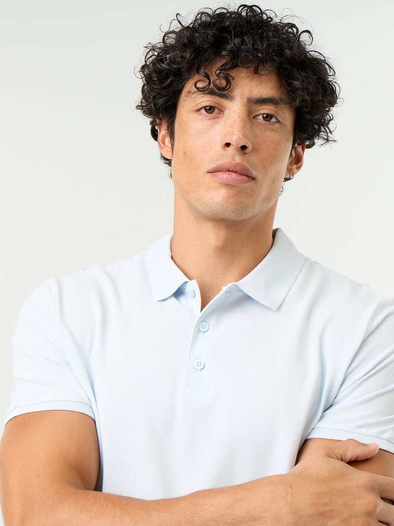 Polo en piqué de coton Bleu - Kiabi