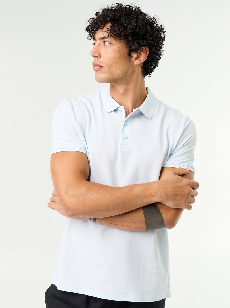 Polo en piqué de coton Bleu - Kiabi