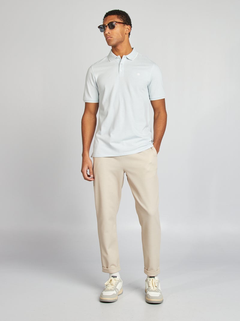 Polo en piqué  de coton Bleu ciel - Kiabi