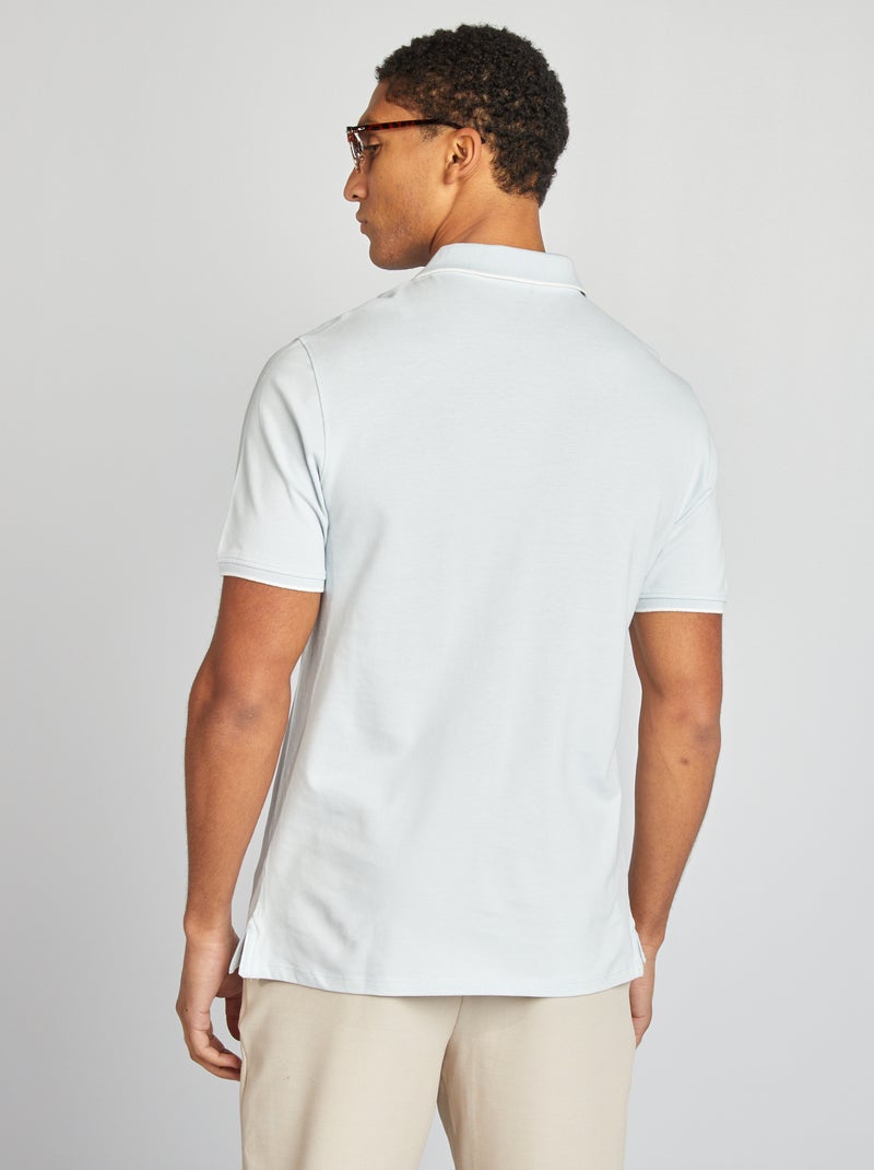 Polo en piqué  de coton Bleu ciel - Kiabi