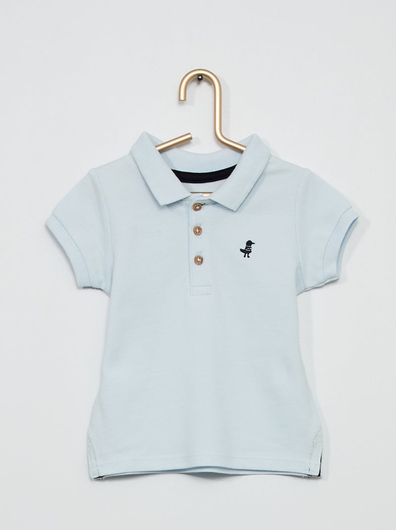 Polo en piqué de coton bleu ciel - Kiabi