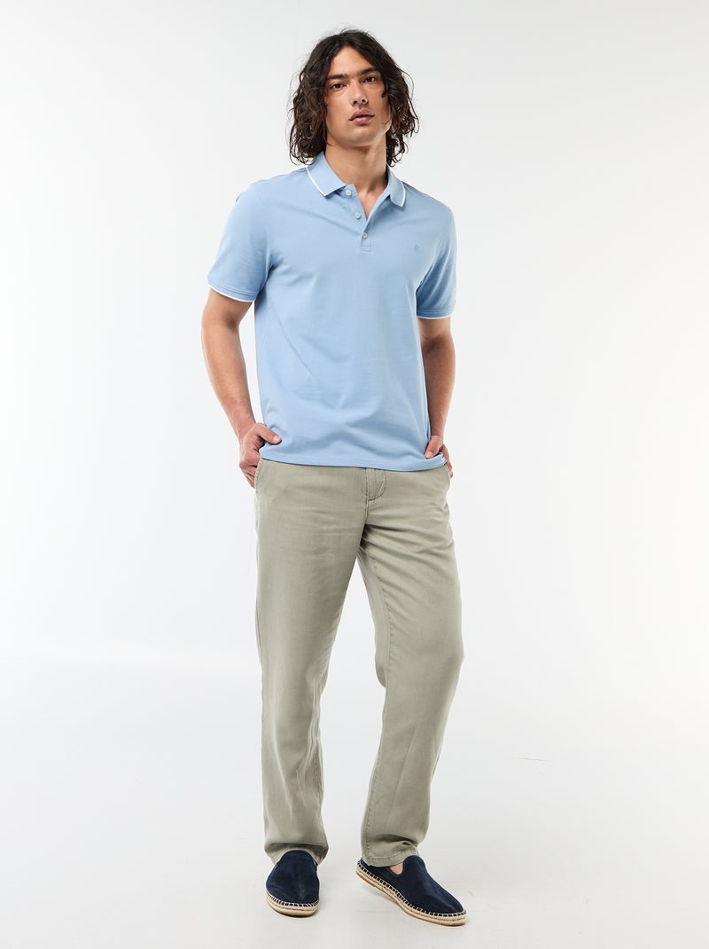 Polo en piqué  de coton Bleu - Kiabi