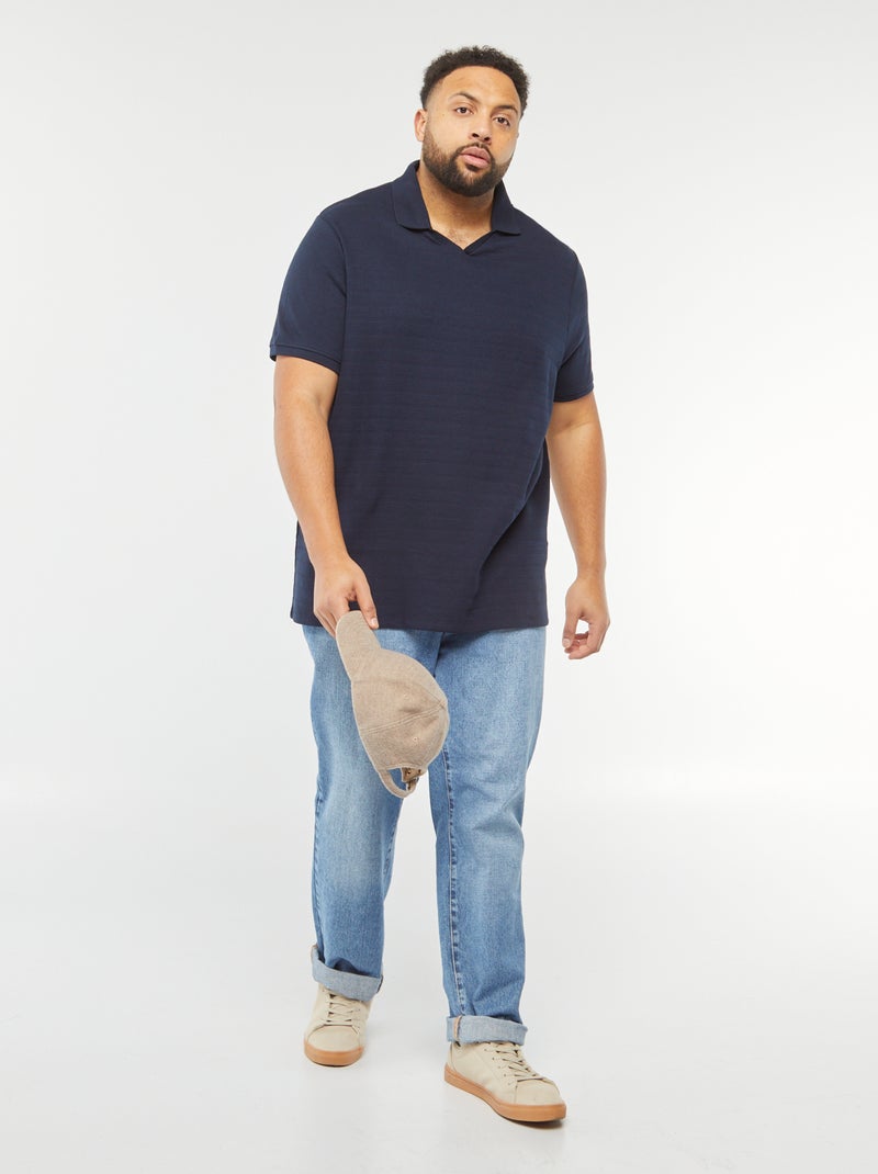 Polo en piqué de coton BLEU - Kiabi