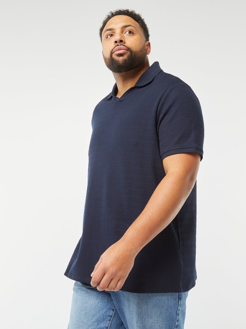 Polo en piqué de coton BLEU - Kiabi