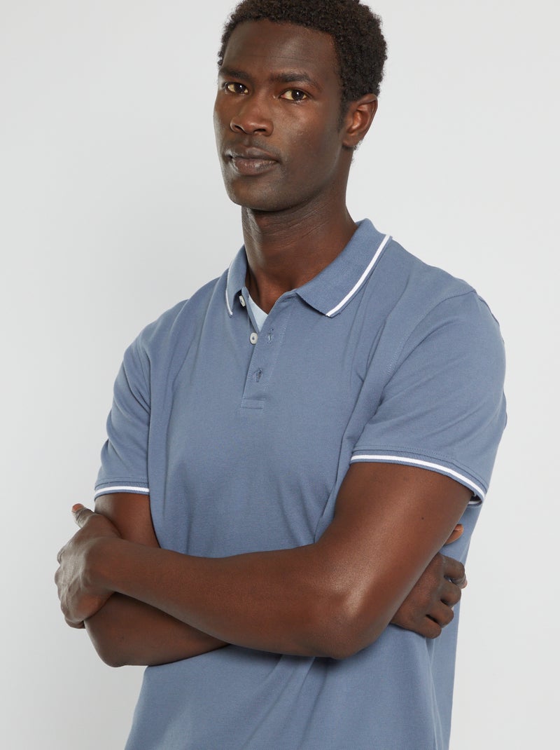 Polo en piqué de coton Bleu foncé - Kiabi