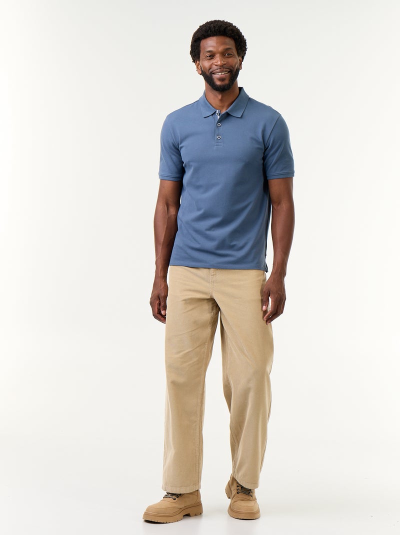 Polo en piqué de coton Bleu - Kiabi