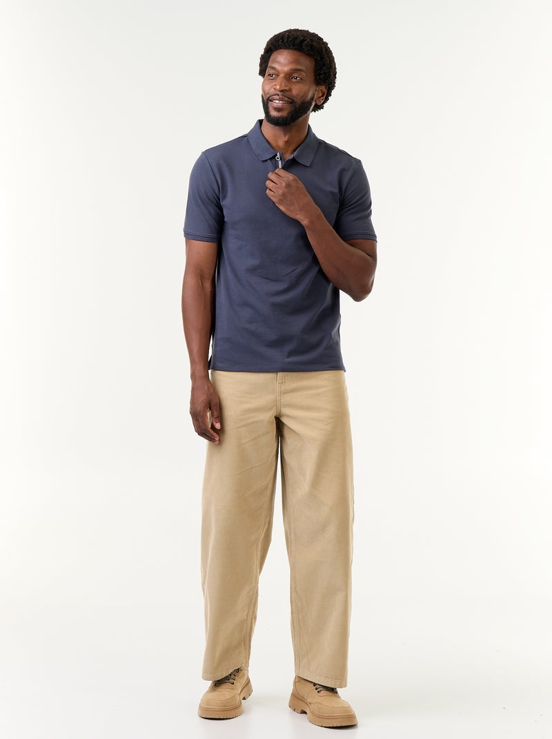 Polo en piqué de coton Bleu - Kiabi