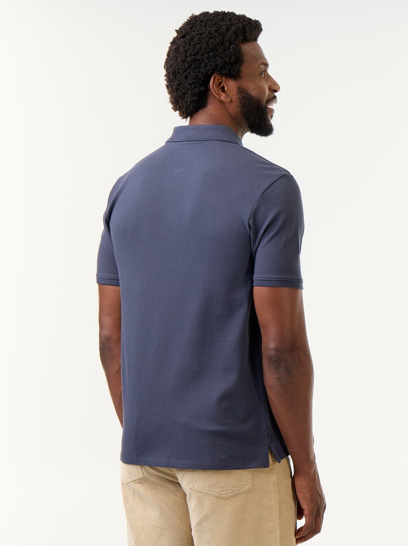 Polo en piqué de coton Bleu - Kiabi