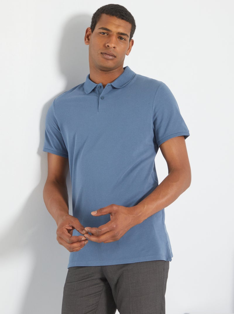 Polo en piqué de coton Bleu gris - Kiabi