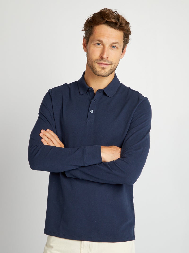 Polo en piqué de coton Bleu marine - Kiabi