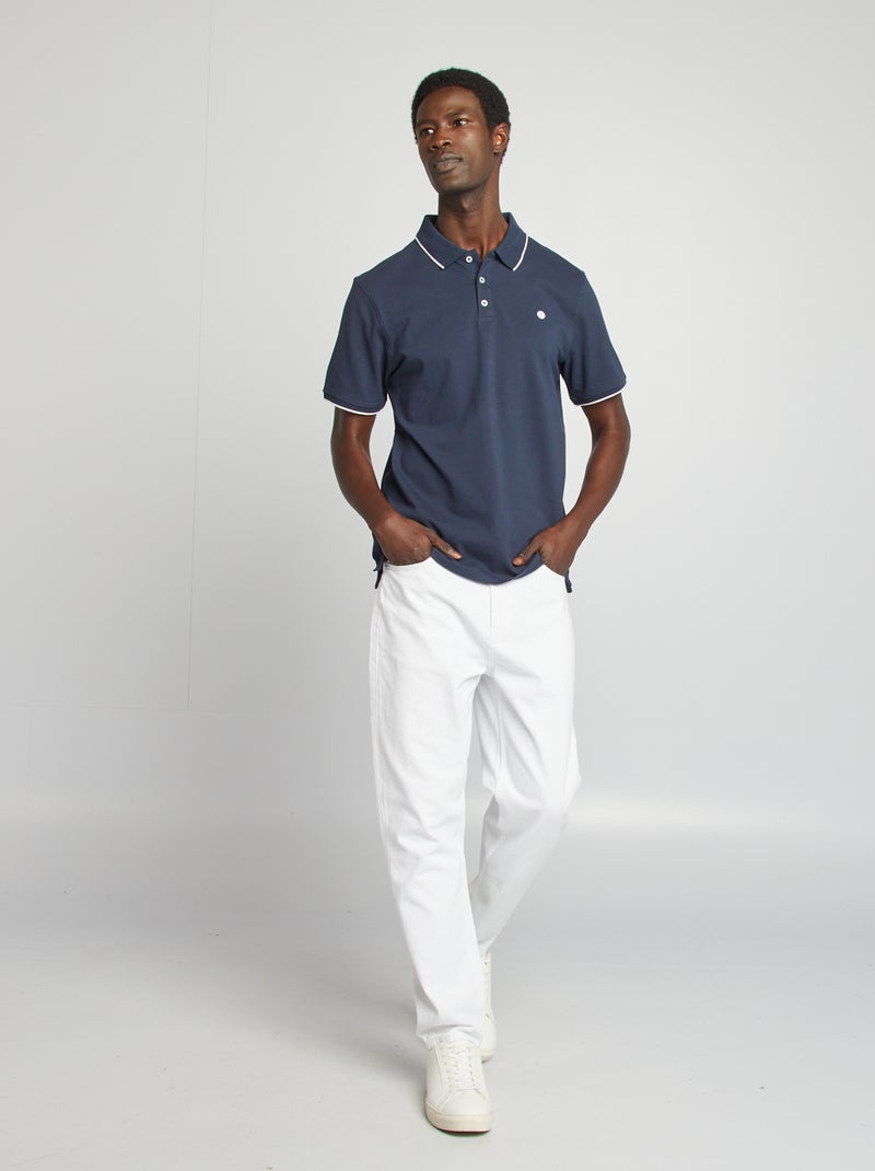 Polo en piqué  de coton Bleu marine - Kiabi