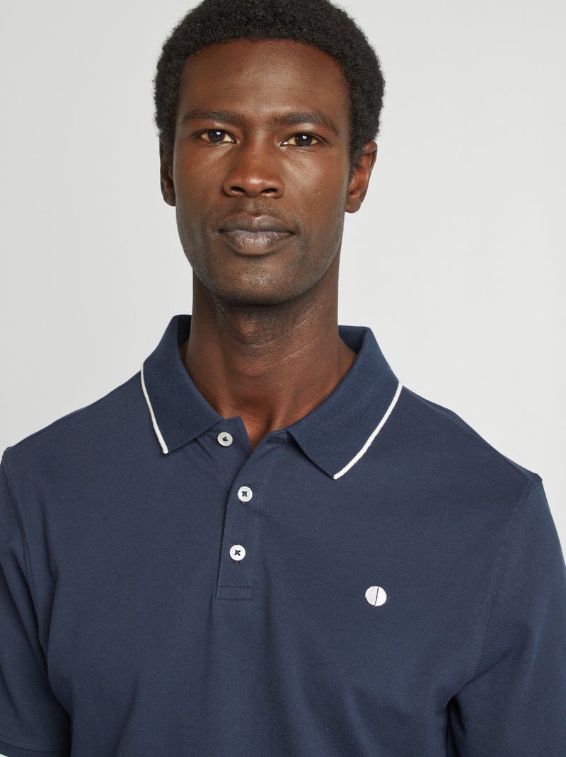 Polo en piqué  de coton Bleu marine - Kiabi