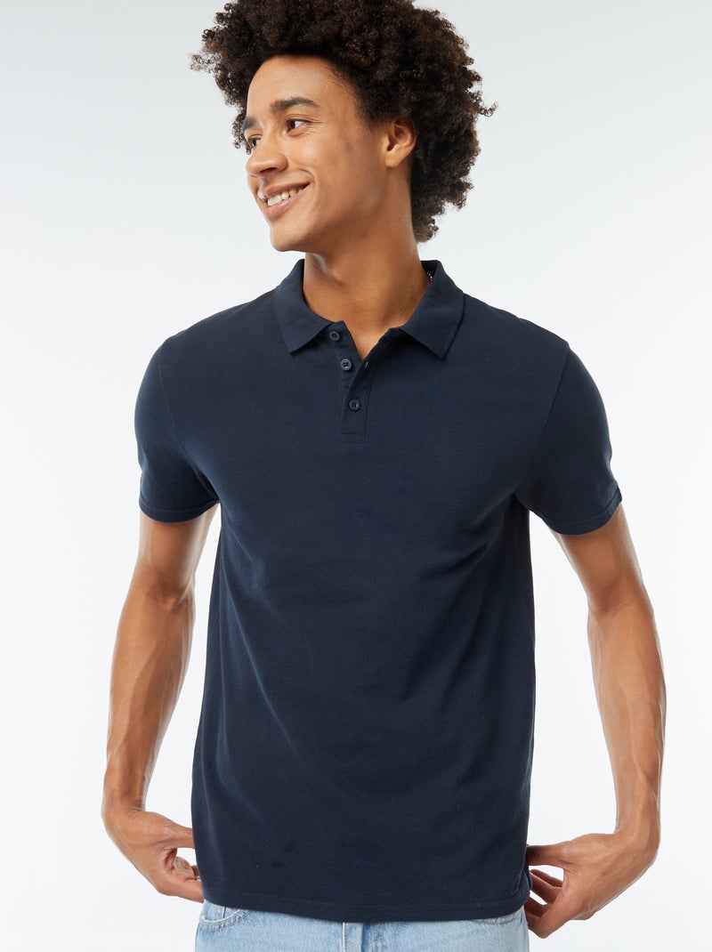 Polo en piqué de coton Bleu marine - Kiabi
