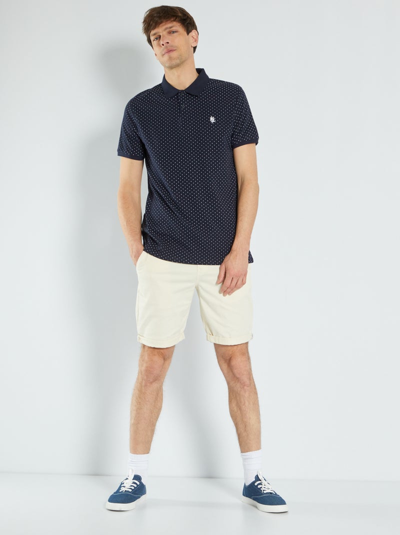 Polo en piqué de coton bleu marine - Kiabi