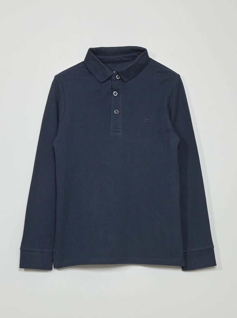Polo en piqué de coton bleu marine - Kiabi