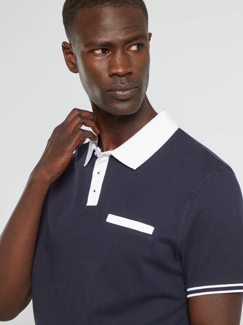Polo en piqué de coton Bleu marine - Kiabi