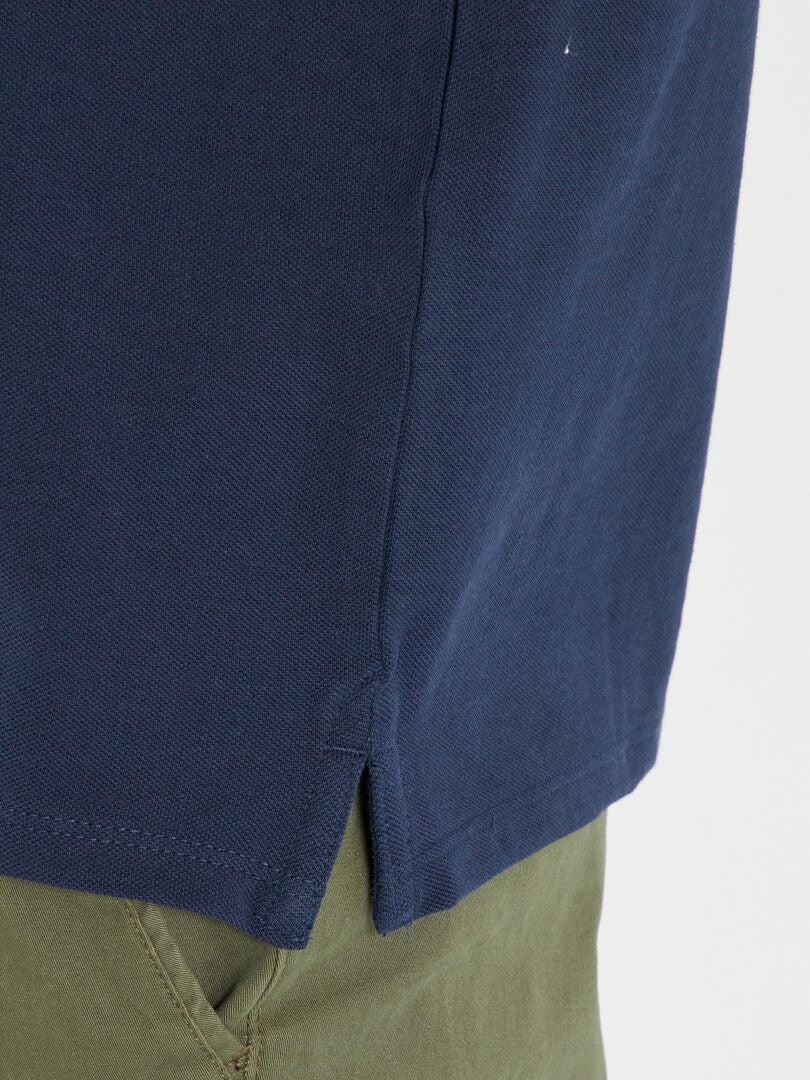 Polo en piqué de coton bleu marine - Kiabi