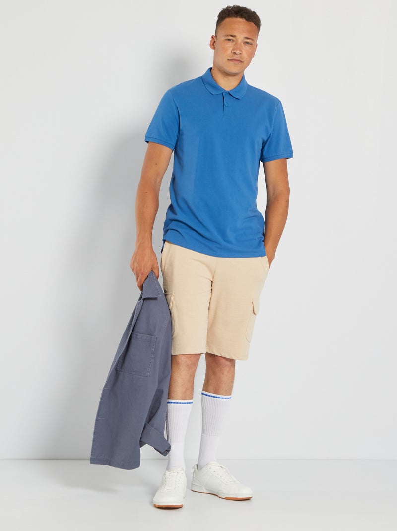Polo en piqué de coton Bleu - Kiabi