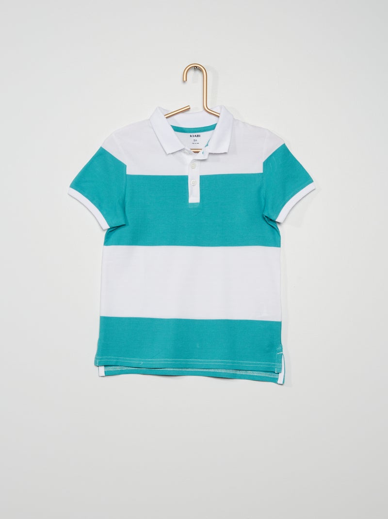 Polo en piqué de coton bleu - Kiabi