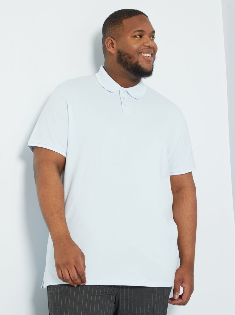 Polo en piqué de coton bleu - Kiabi