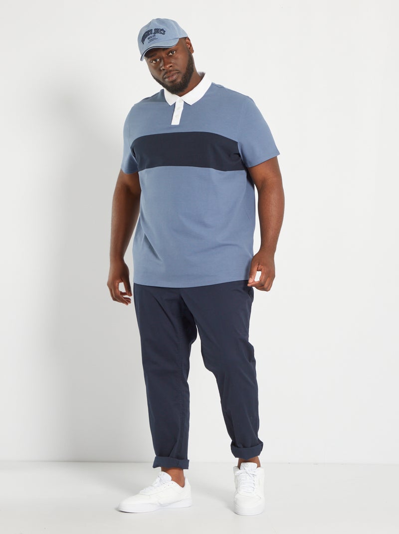 Polo en piqué de coton Bleu - Kiabi