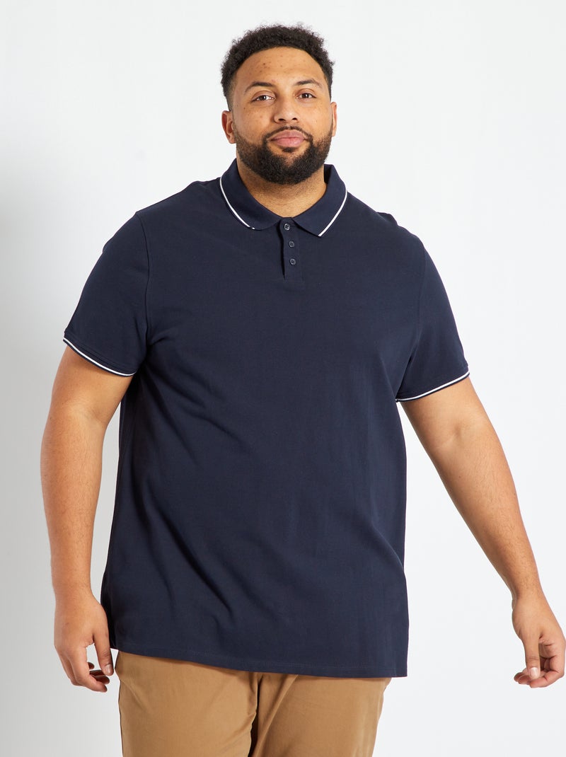 Polo en piqué de coton Bleu - Kiabi