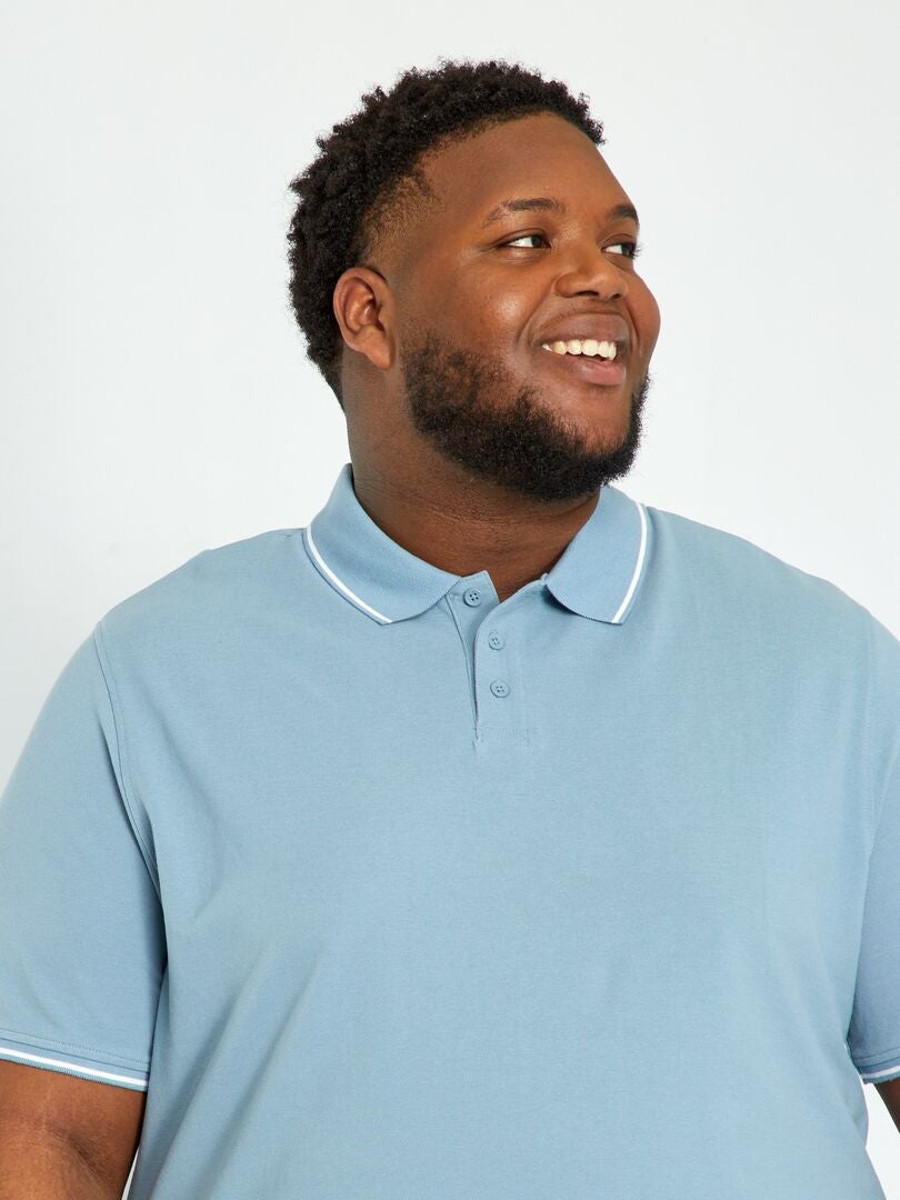 Polo en piqué de coton Bleu - Kiabi