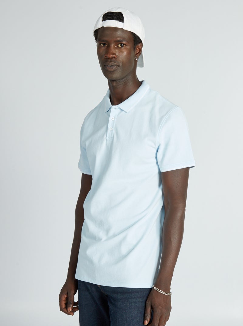 Polo en piqué de coton Bleu - Kiabi