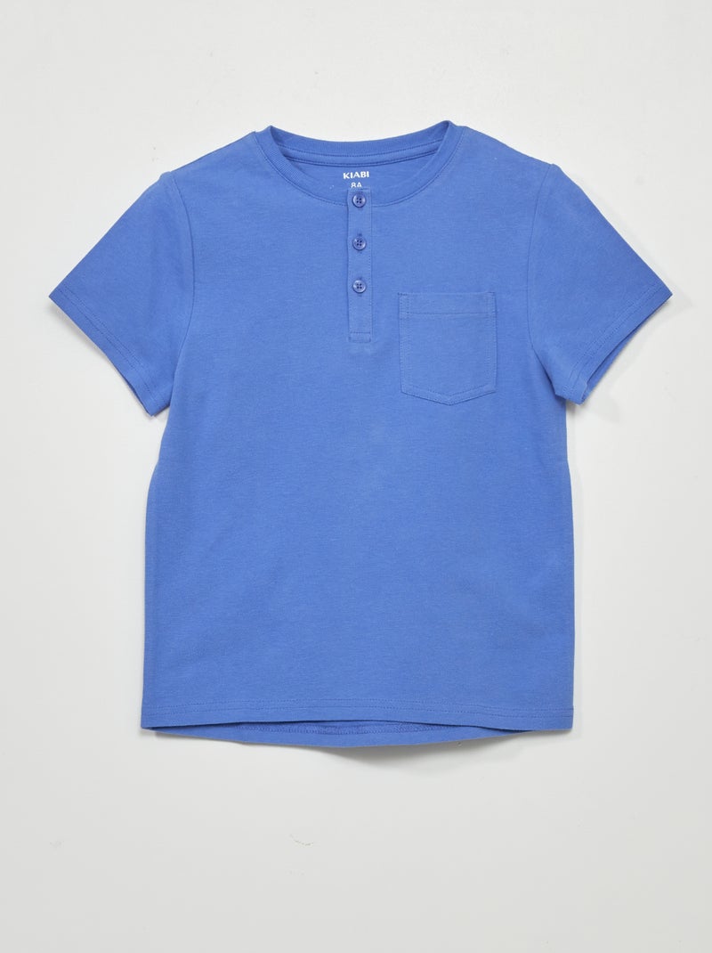 Polo en piqué de coton bleu - Kiabi