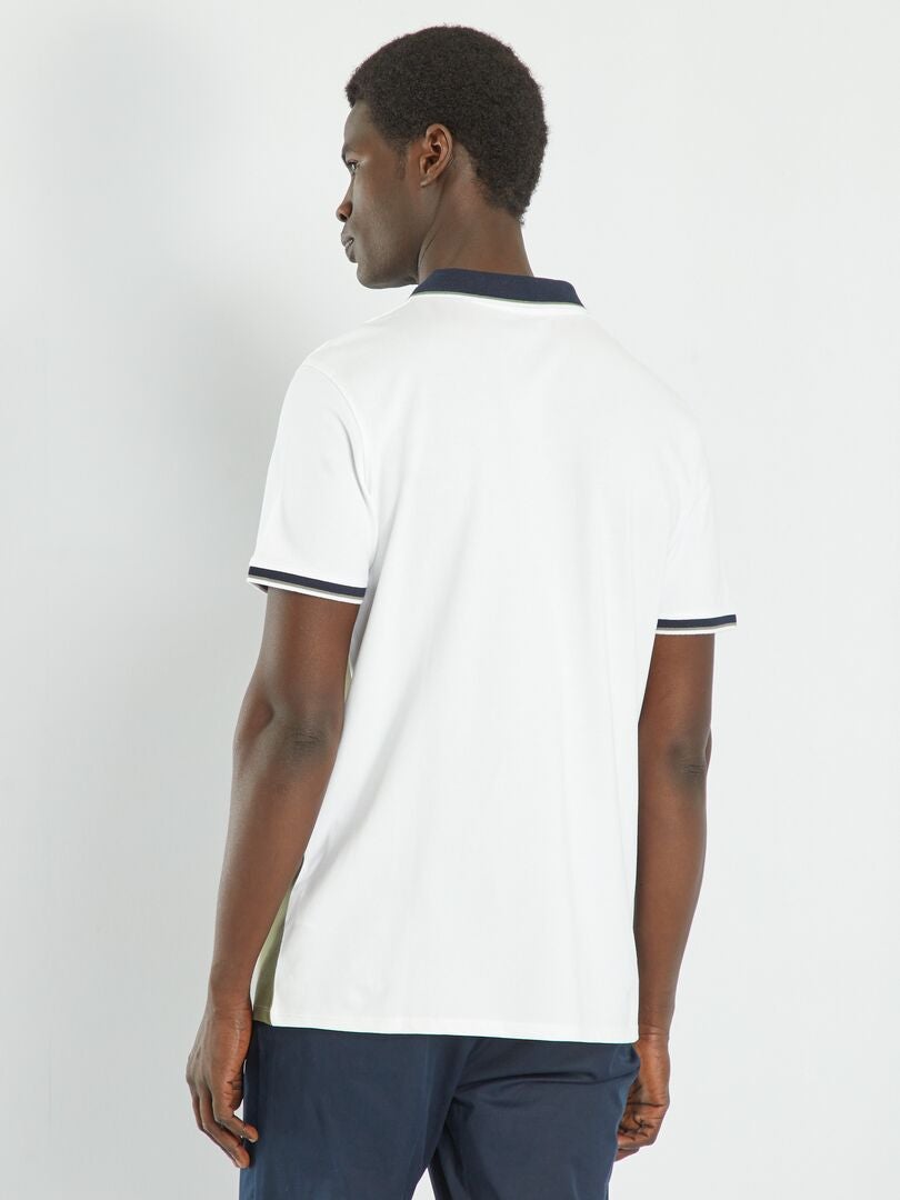 Polo en piqué de coton color-block Vert/blanc - Kiabi