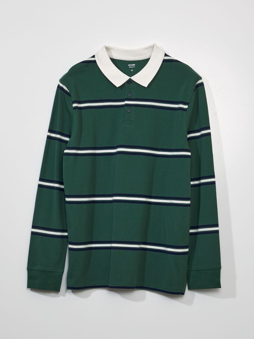 Chemise Homme GAP Rayée Verte Et Grise – Coton Rugby Manches Longues Taille XL