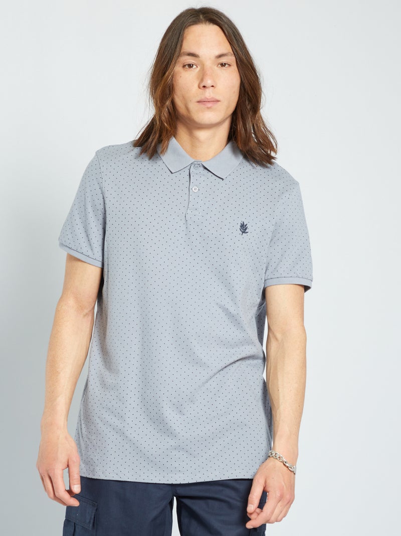 Polo en piqué de coton gris - Kiabi