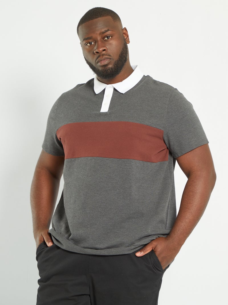 Polo en piqué de coton Gris - Kiabi