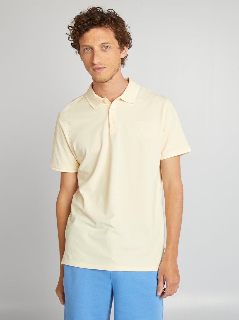 Polo en piqué de coton Jaune clair - Kiabi