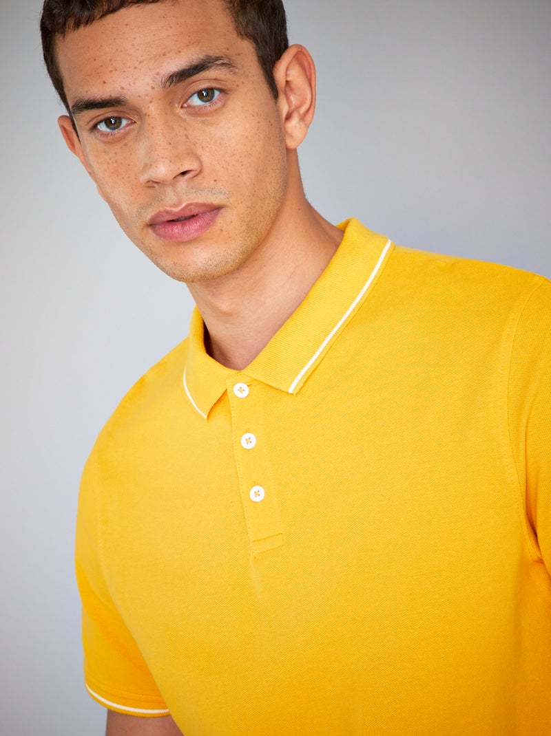 Polo en piqué de coton Jaune - Kiabi