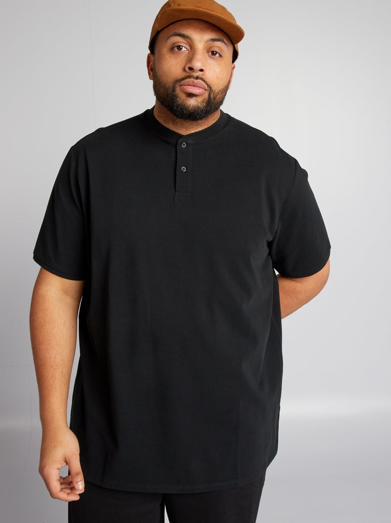 Polo en piqué de coton noir - Kiabi